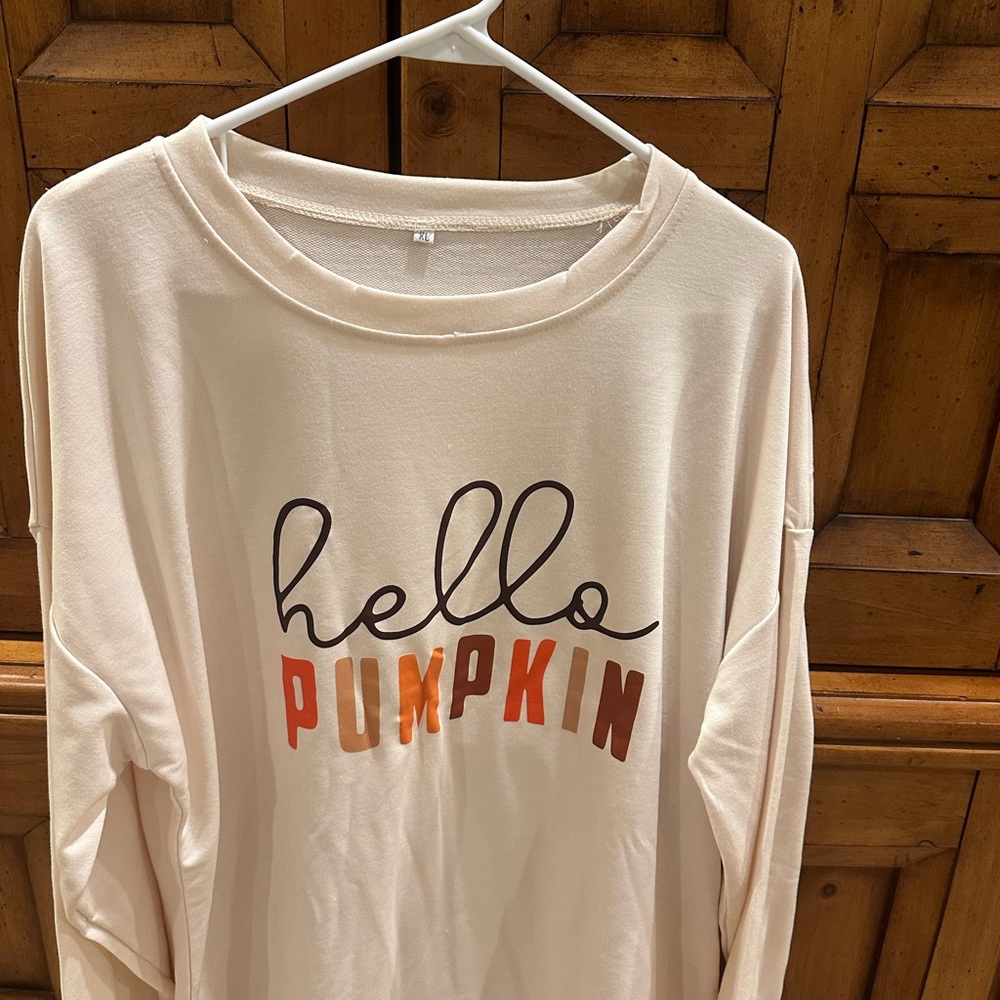 NWOT Hello Pumpkin Cream Long Sleeve Shirt